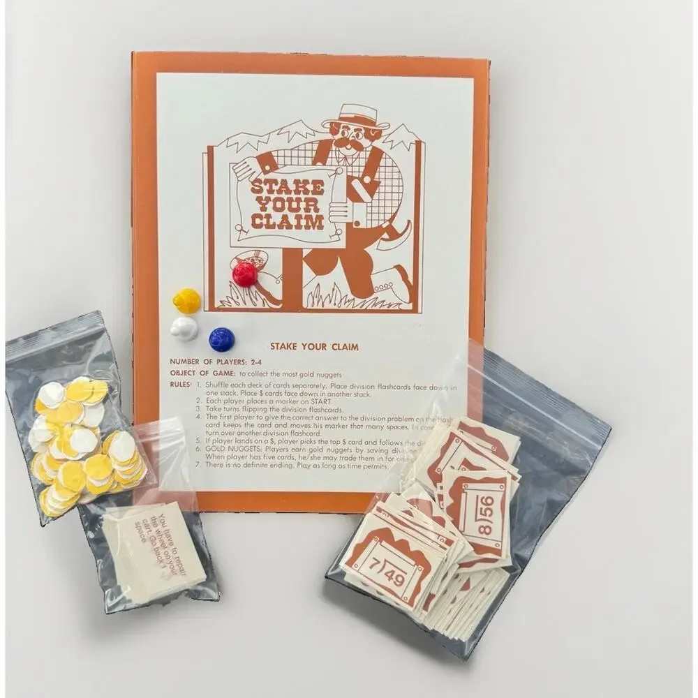 Vintage CTP Stake Your Claim Win With Math Division Game Complete Laminated